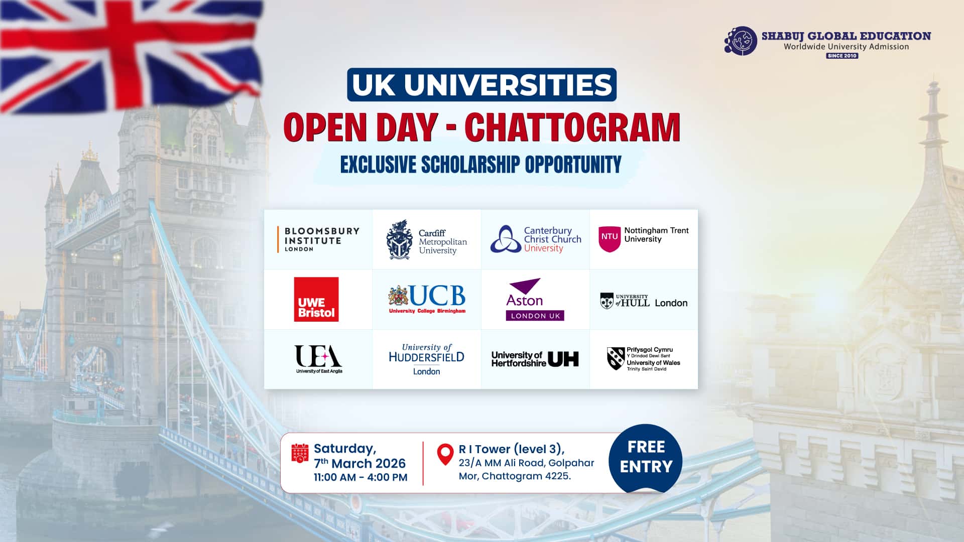 UK Universities Open Day 2026 – Chattogram | Scholarships & Admission Guidance