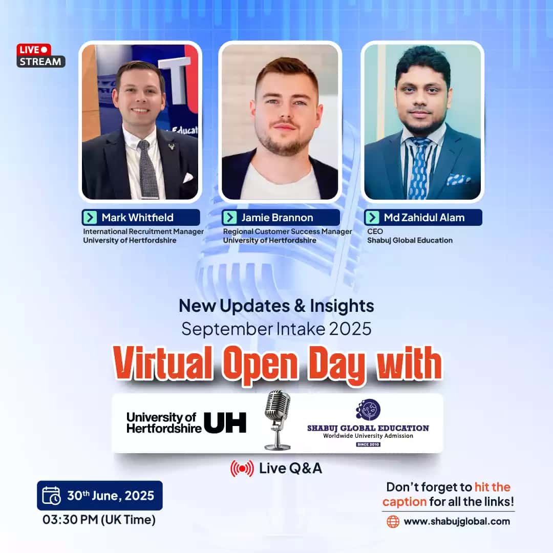 Virtual Open Day with University of Hertfordshire – September 2025 Intake