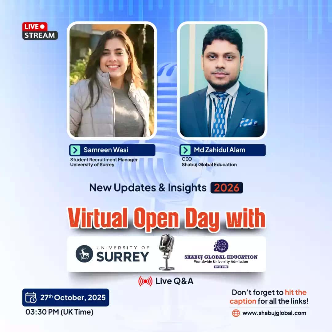 Virtual Open Day 2026 with University of Surrey | Live Q&A & Admission Insights