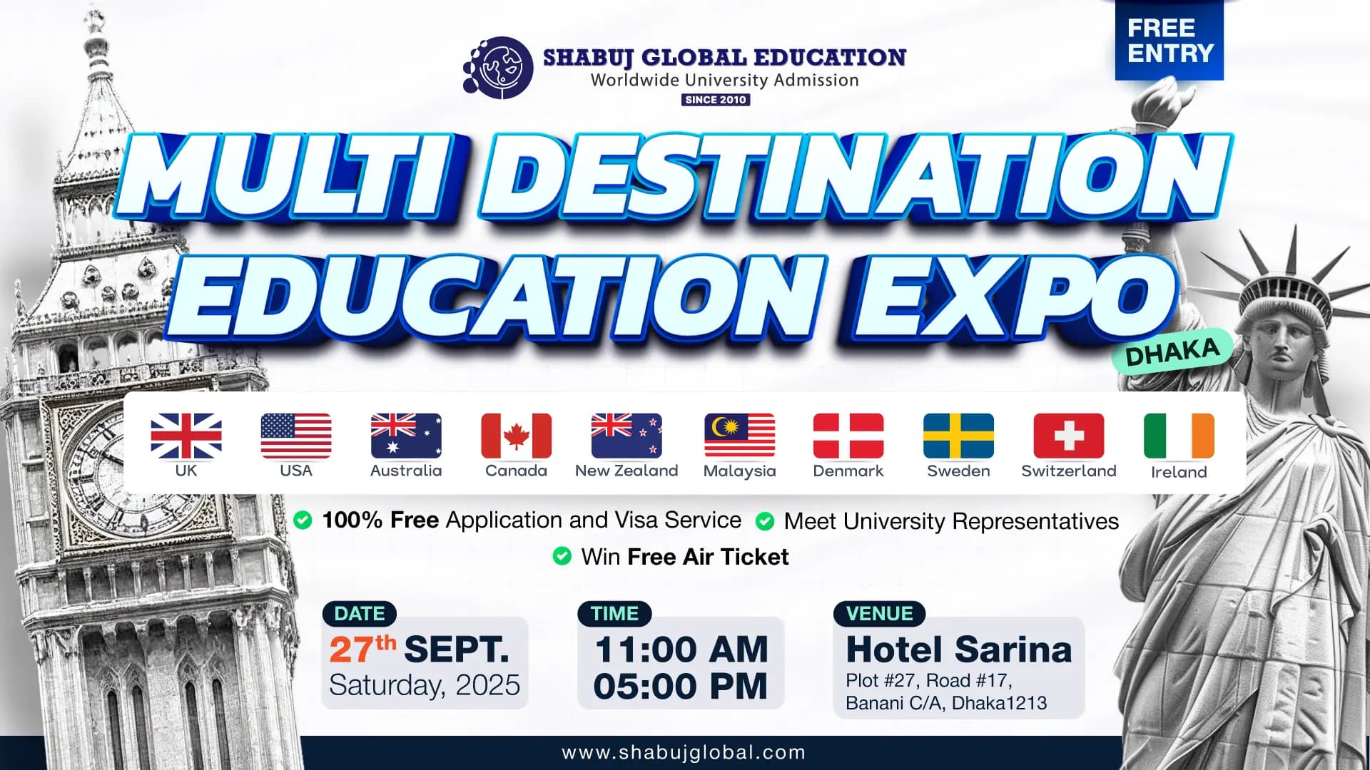 Multi-Destination Education Expo Dhaka 2025 – Study with Free Application,Visa service & Guaranteed scholarships