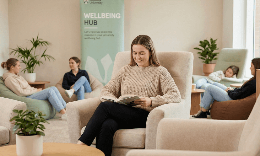 A calm, supportive space where students can relax, reflect, and prioritise their wellbeing.
