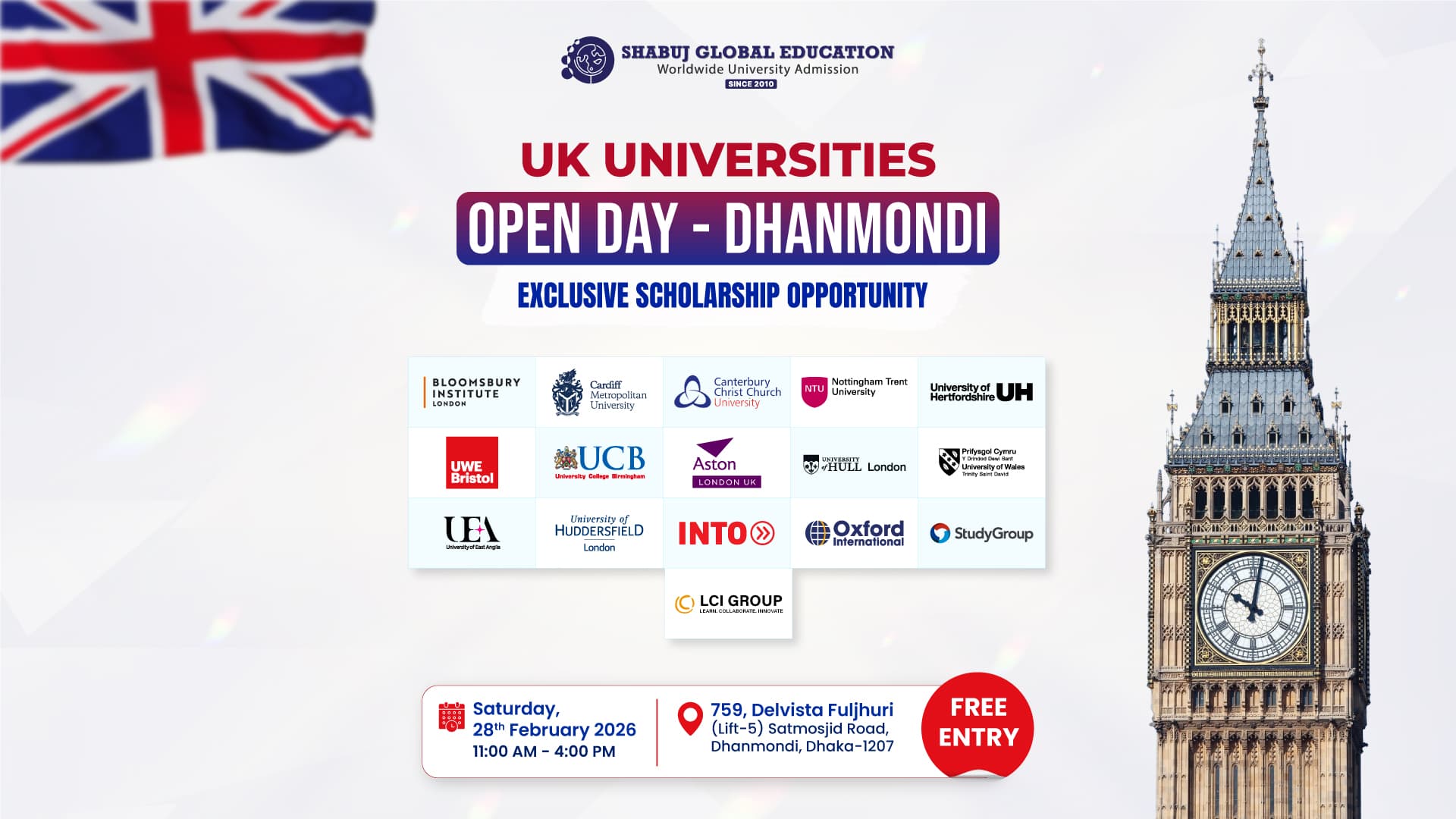UK Universities Open Day in Dhanmondi 2026 | Study in the UK with Scholarships