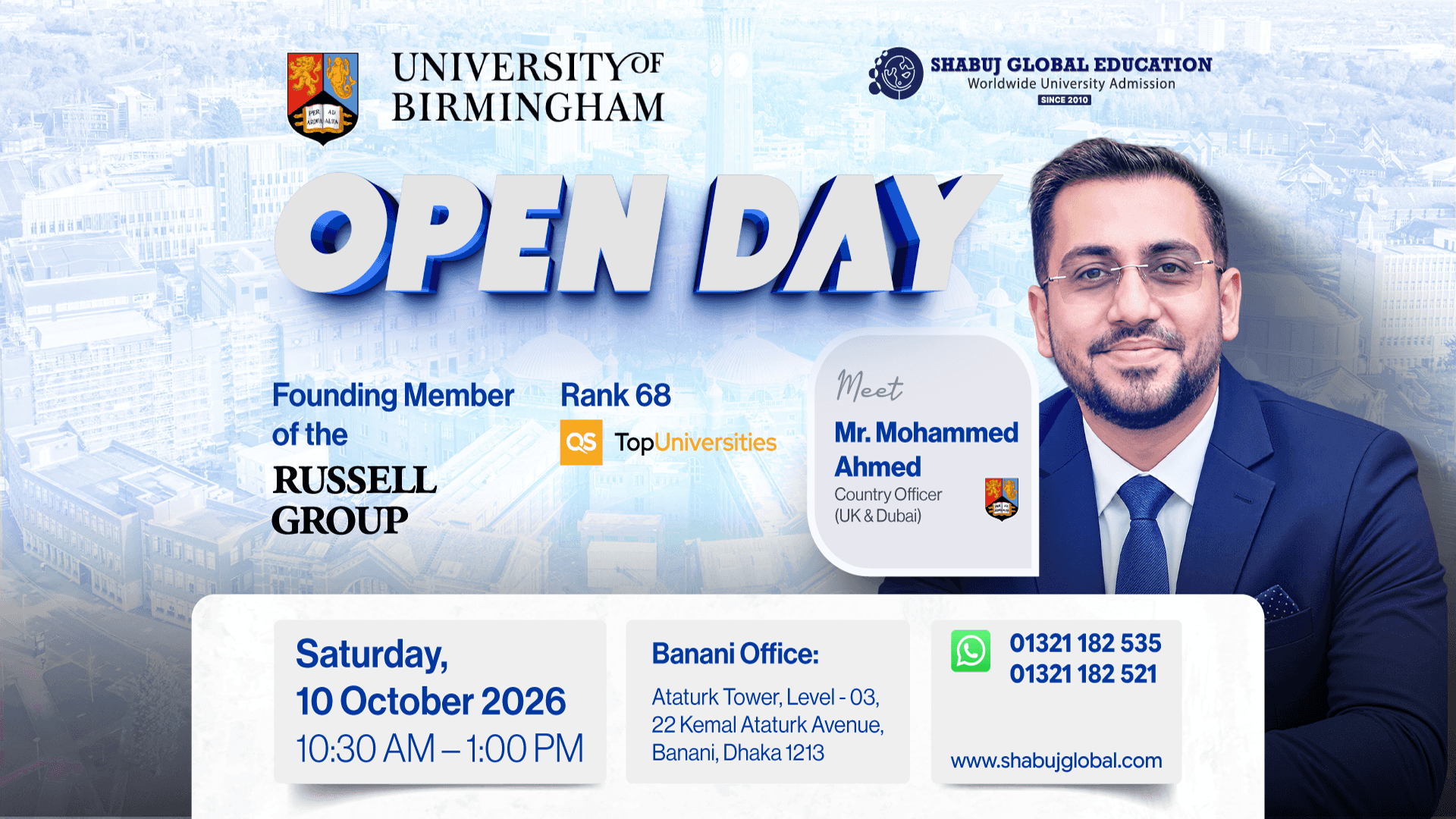University of Birmingham Open Day in Dhaka – October 2026