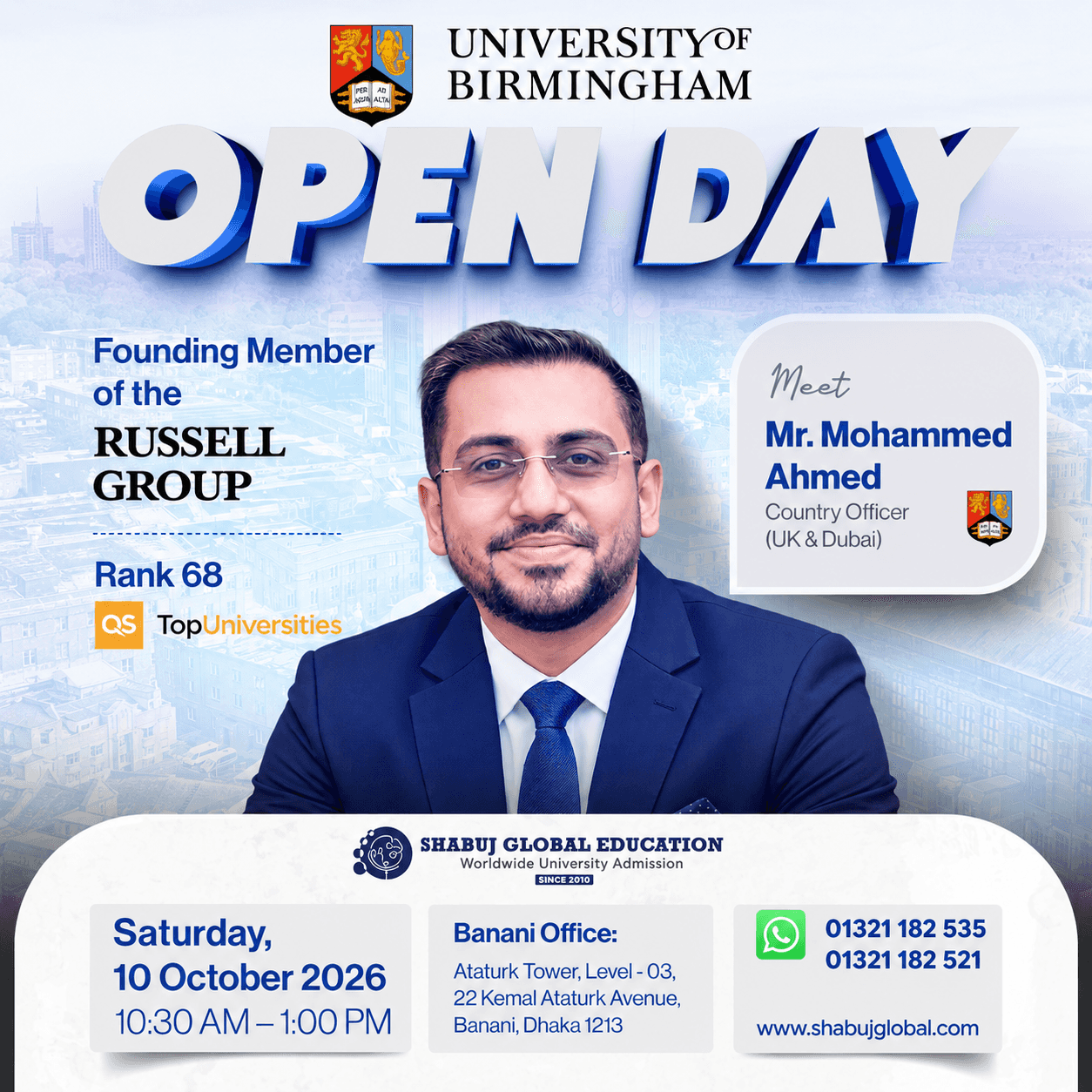 University of Birmingham Open Day in Dhaka – October 2026